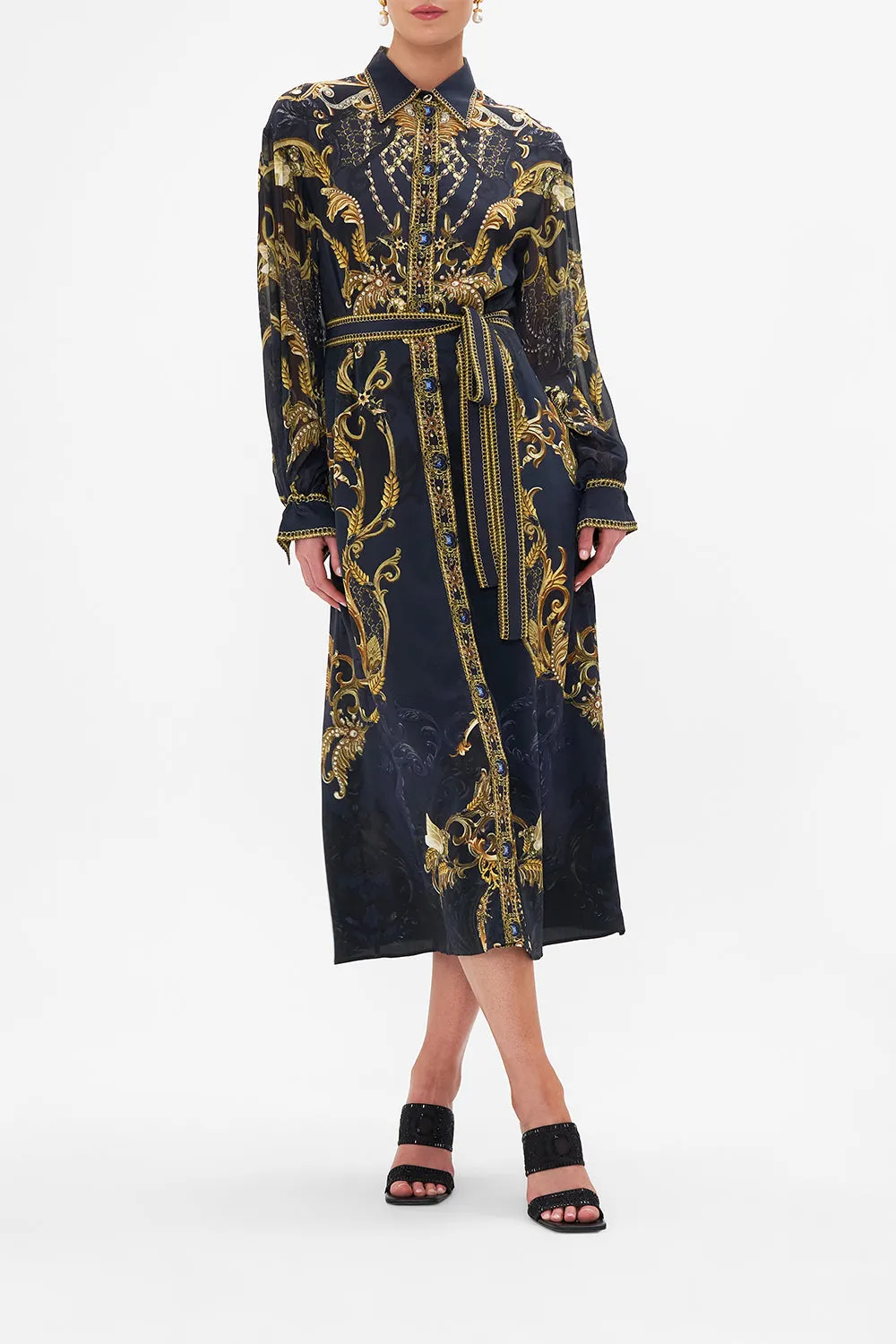 BUTTON DOWN BLOUSON SLEEVE DRESS MOONLIGHT MELODIES sold by Camilla