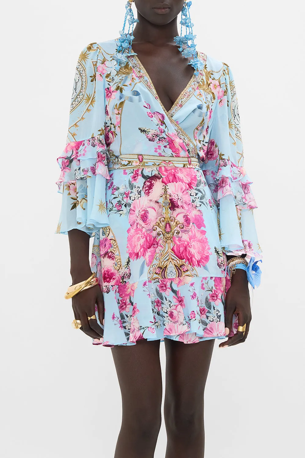 SHORT WRAP DRESS WITH RUFFLE SLEEVE DOWN THE GARDEN PATH sold by Camilla product image thumbnail 5