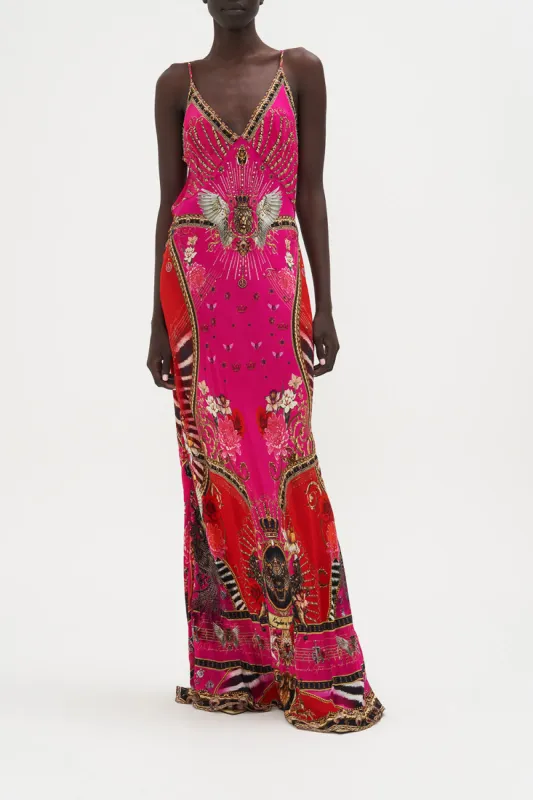 V NECK FULL LENGTH BIAS SLIP DRESS WHAT HAPPENS ON TOUR sold by Camilla