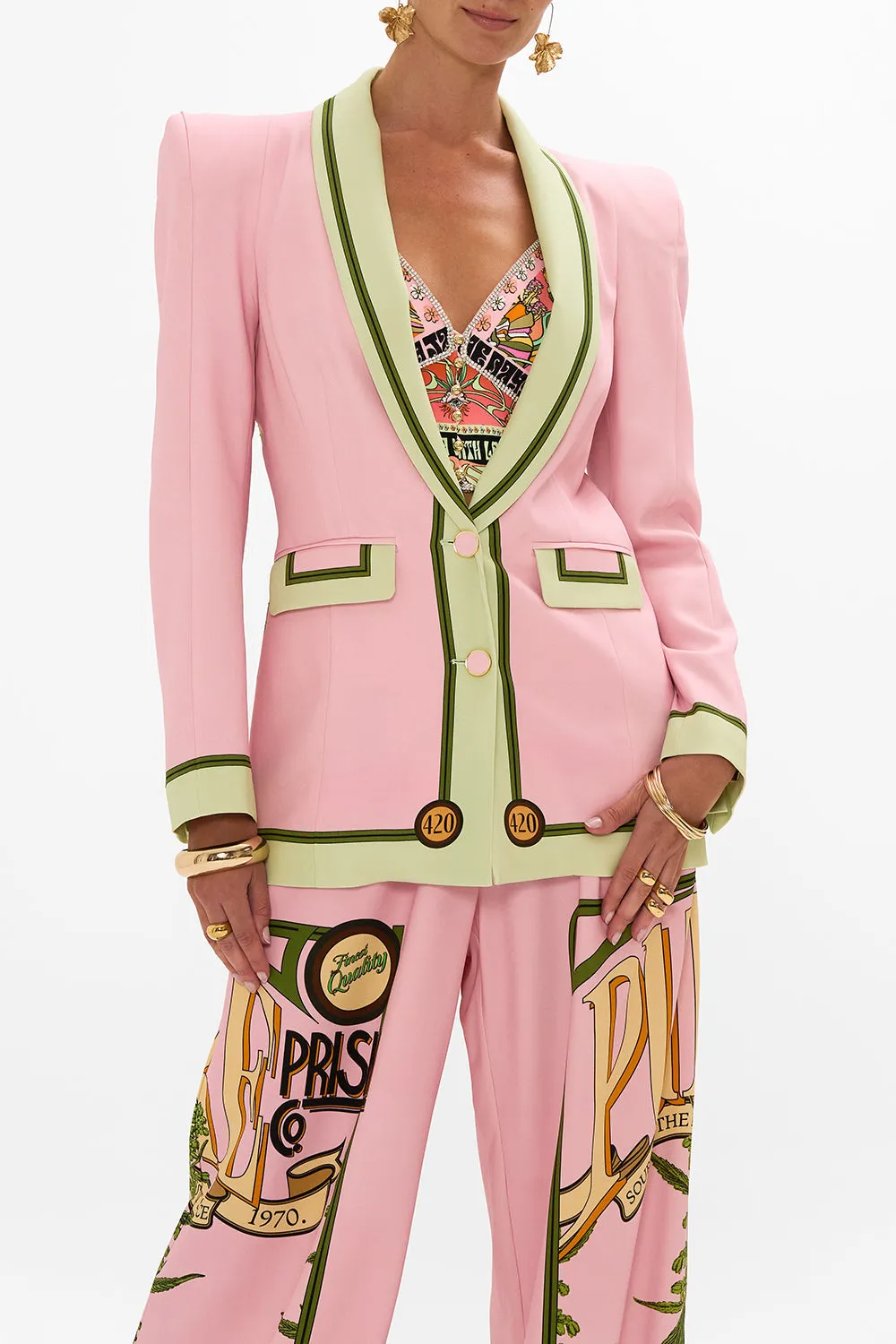 PEAKED SHOULDER BLAZER LETS CHASE RAINBOWS sold by Camilla product image thumbnail 5