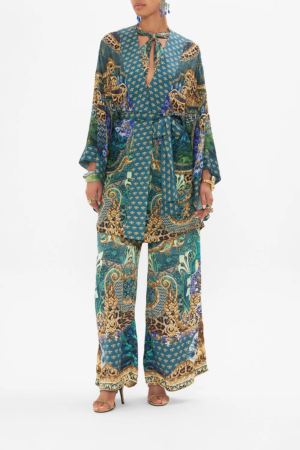 KIMONO WITH TIE BELT FAN DANCE sold by Camilla