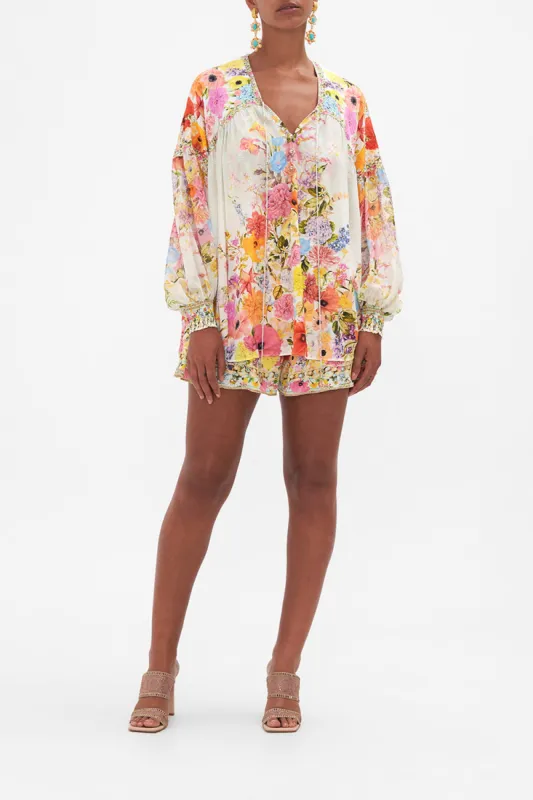 BLOUSON BLOUSE WITH NECK TIE SUNLIGHT SYMPHONY sold by Camilla