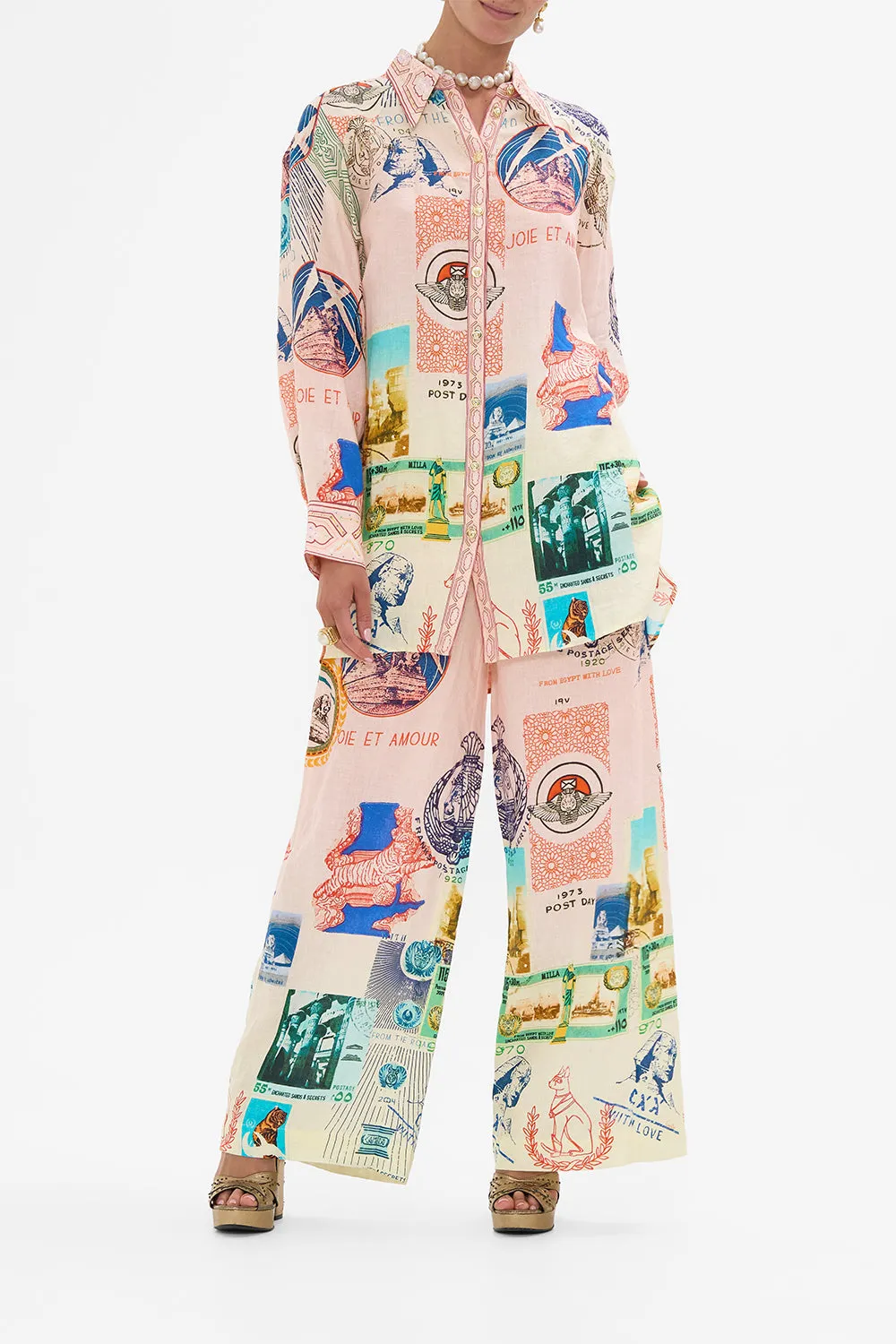 LONG LINE SHIRT WITH YOKE AND BUTTON DETAIL HAUTE PASSPORT sold by Camilla