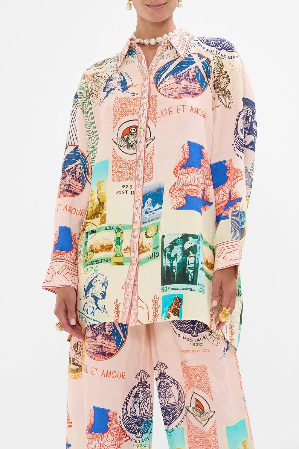 LONG LINE SHIRT WITH YOKE AND BUTTON DETAIL HAUTE PASSPORT sold by Camilla product image thumbnail 5