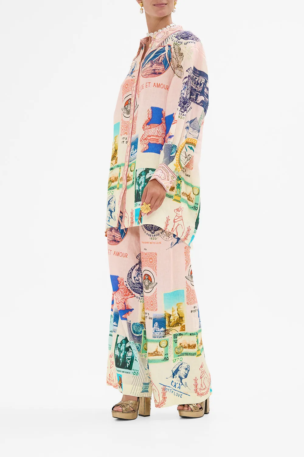 LONG LINE SHIRT WITH YOKE AND BUTTON DETAIL HAUTE PASSPORT sold by Camilla product image thumbnail 4