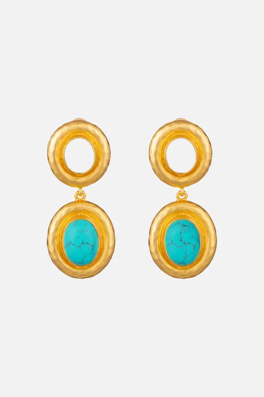 CARLA TURQUOISE AND WHITE STONE EARRINGS MULTI sold by Camilla