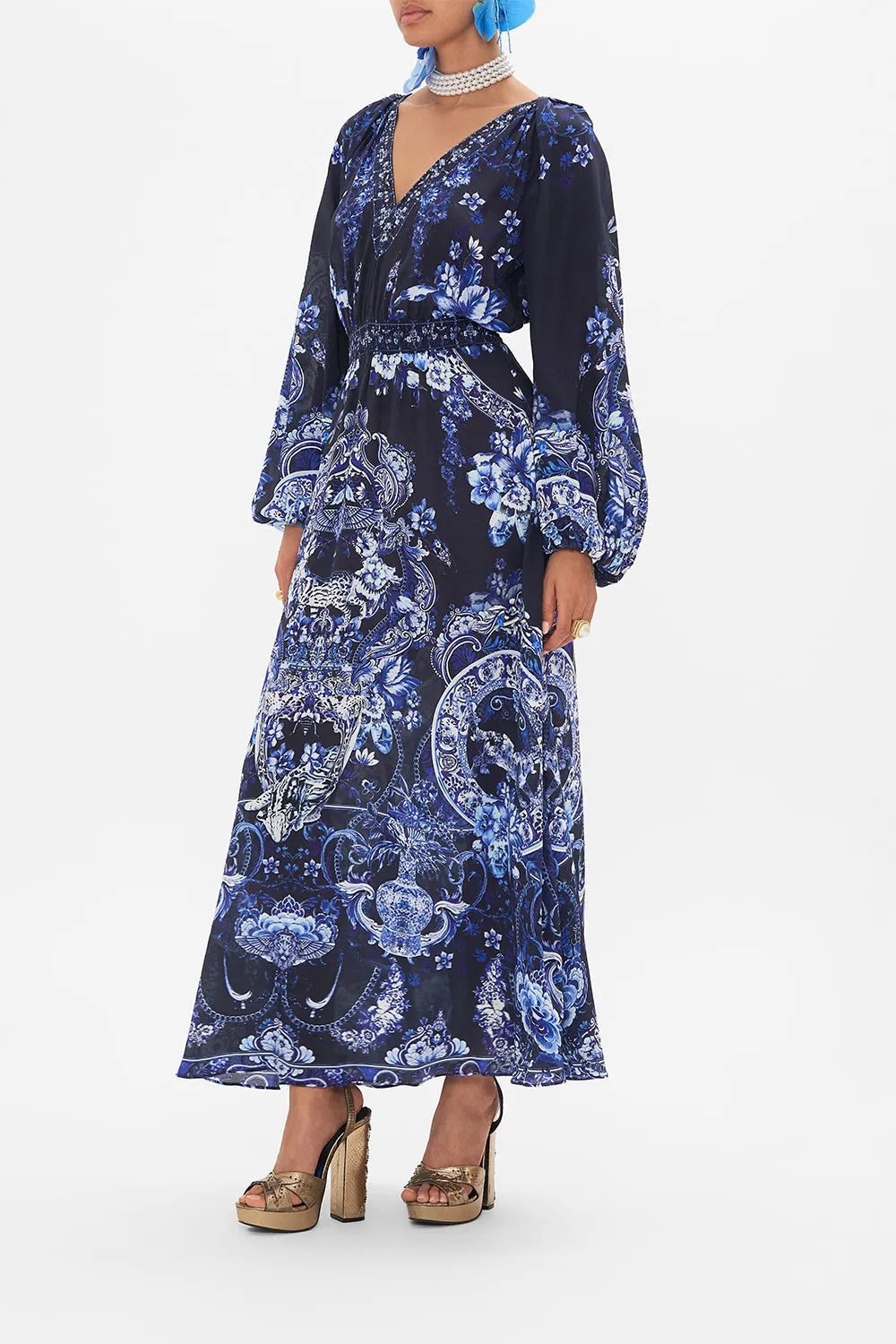 RAGLAN SHIRRED WAIST DRESS DELFT DYNASTY sold by Camilla product image thumbnail 4