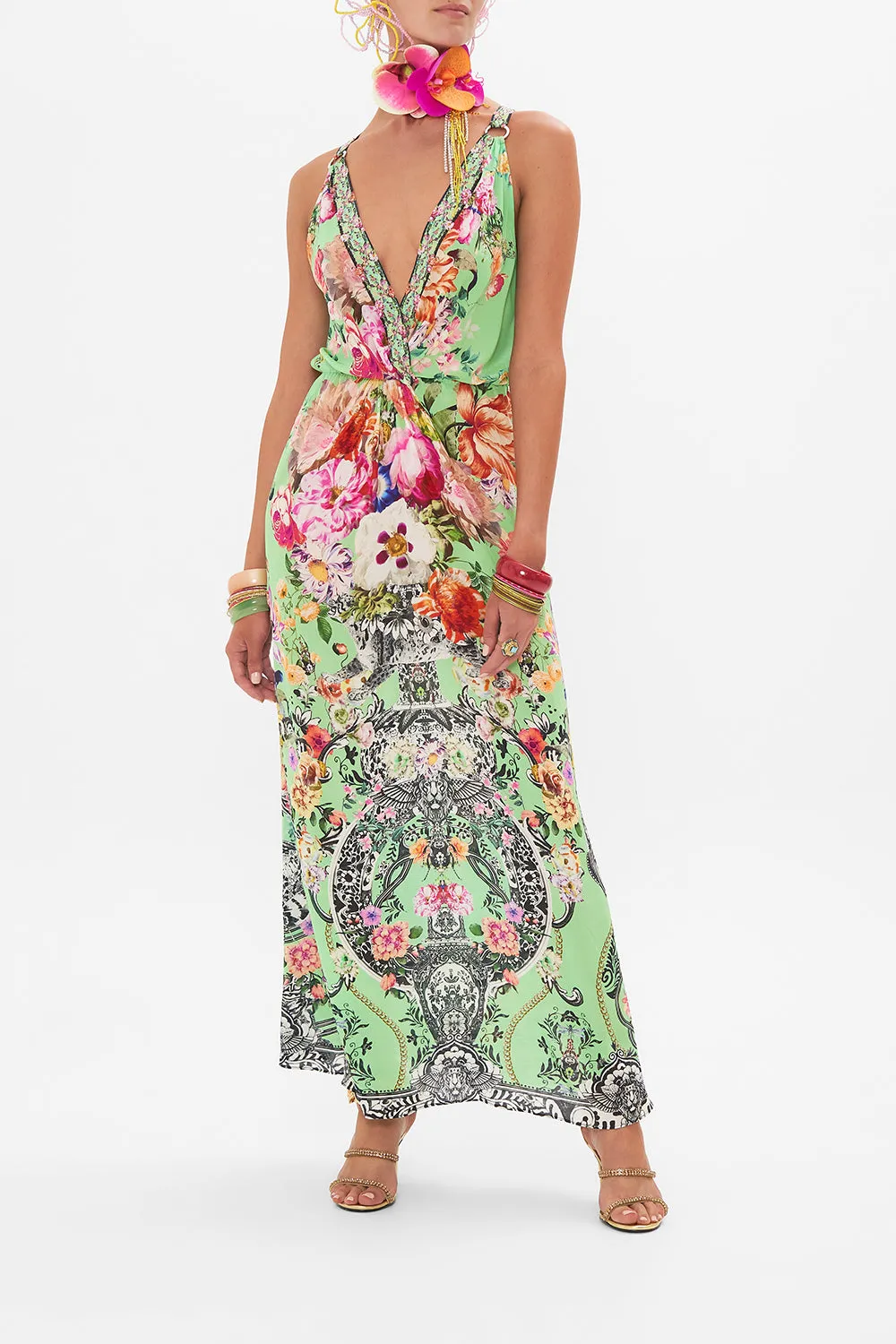 TWIST FRONT DRESS WITH HARDWARE PORCELAIN DREAM sold by Camilla