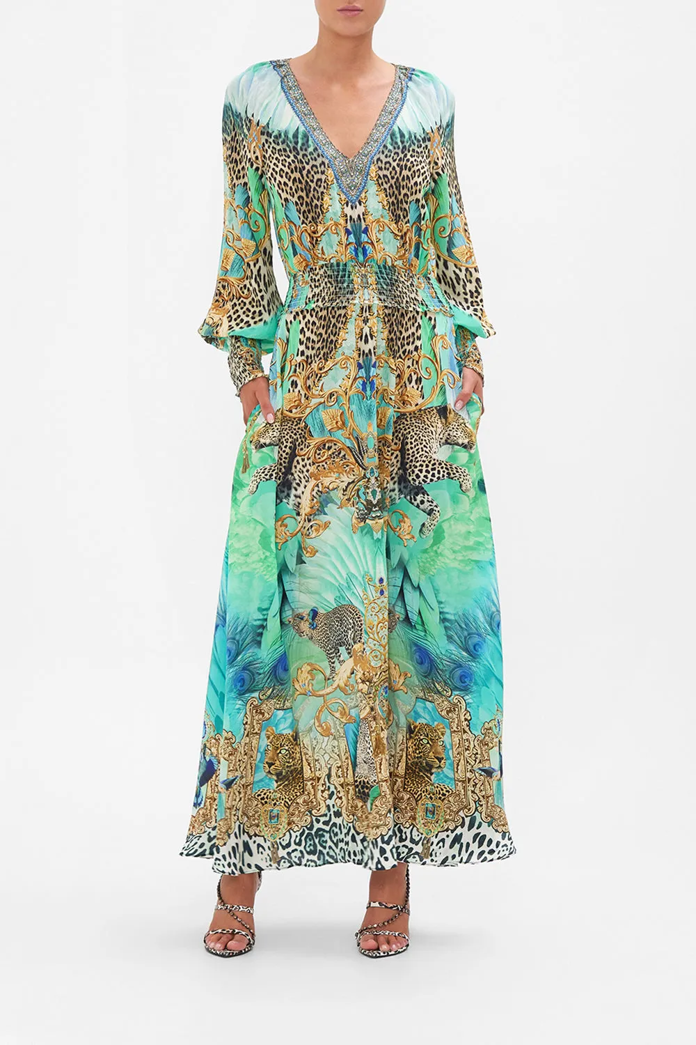 DRESS WITH SHIRRED WAIST AND CUFF LAY OF THE LAND sold by Camilla