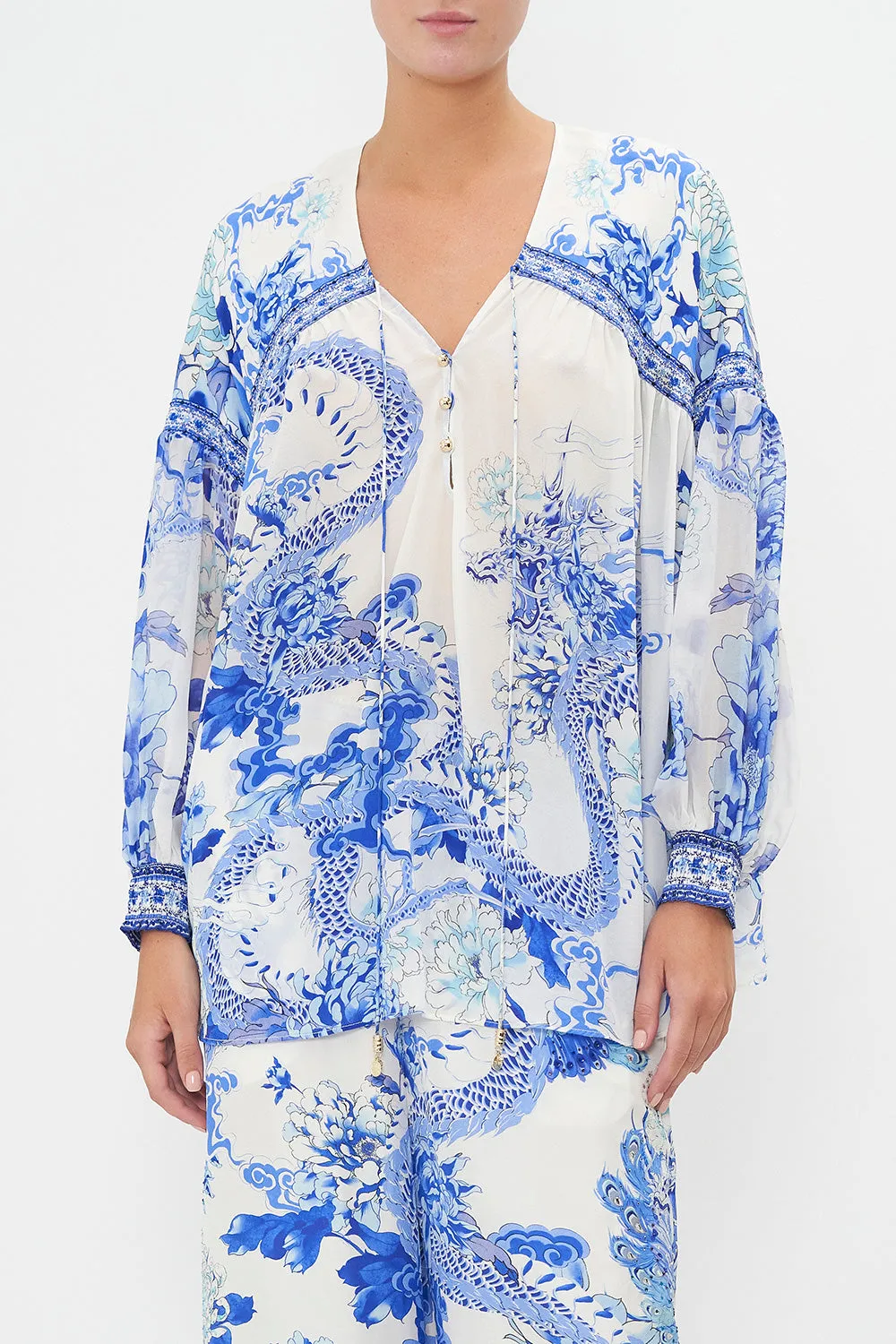 BLOUSON BLOUSE WITH NECK TIE HEART OF A DRAGON sold by Camilla product image thumbnail 5