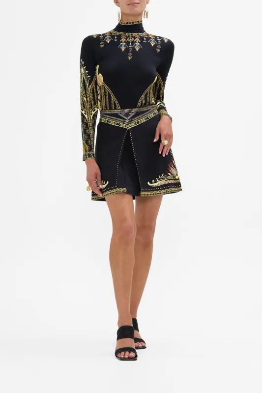 METAL STUDDED SHAPED WAISTBAND MINI SKIRT THEY CALLED HER NEFERTARI made by Camilla