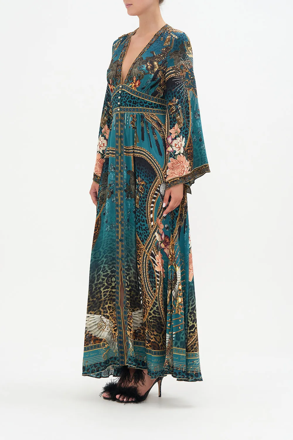 KIMONO SLEEVE DRESS WITH SHIRRING DETAIL TIGER PANTS sold by Camilla product image thumbnail 4