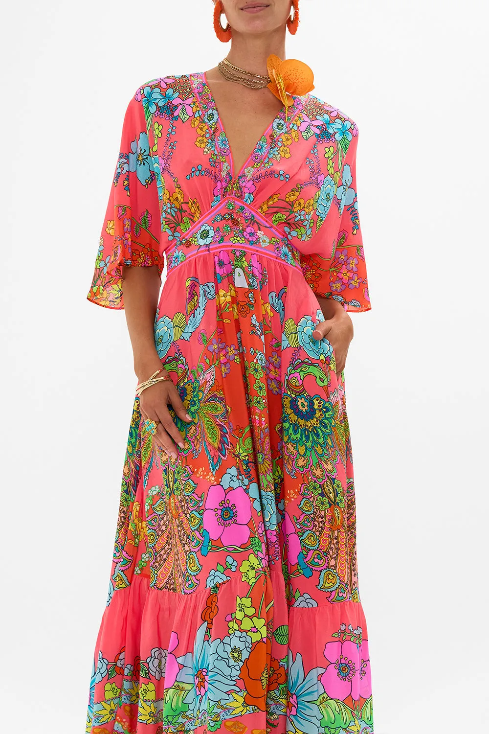 WAISTED DRESS WITH HEM RUFFLE WINDMILLS AND WILDFLOWERS sold by Camilla product image thumbnail 5