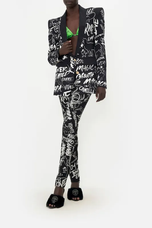 PEAKED SHOULDER BLAZER SPIRIT SCRIBBLE made by Camilla