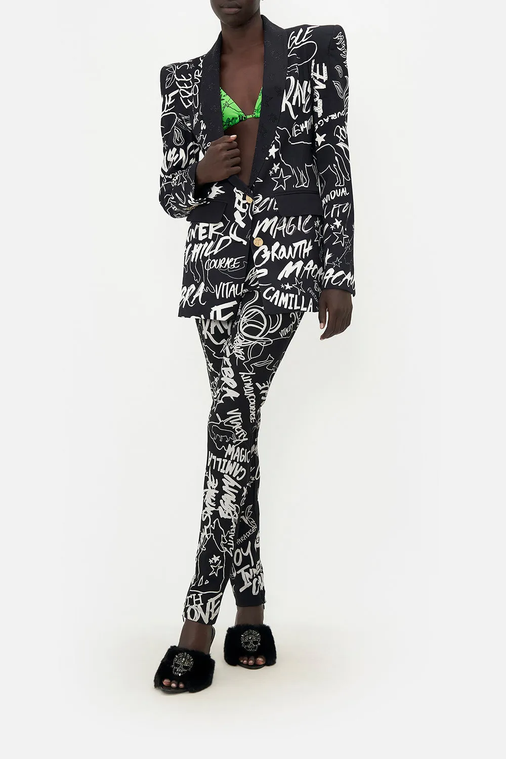 PEAKED SHOULDER BLAZER SPIRIT SCRIBBLE sold by Camilla