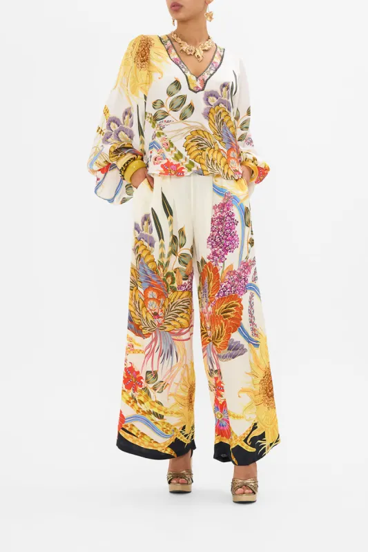 V-NECK BLOUSON SLEEVE BLOUSE SUNFLOWERS ON MY MIND sold by Camilla