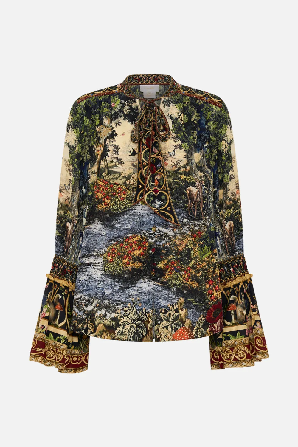 ELASTIC SLEEVE TIE FRONT BLOUSE TAPESTRY TOTEMS sold by Camilla product image thumbnail 3