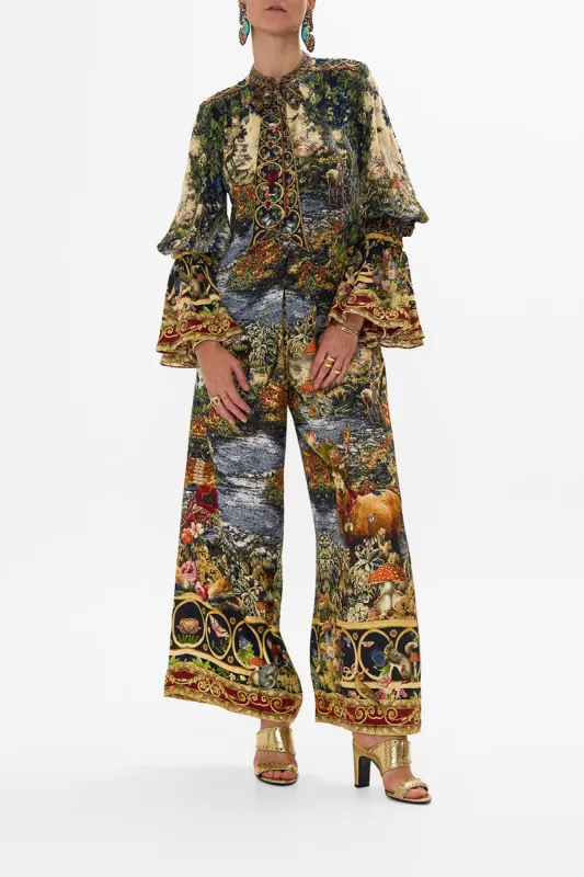 ELASTIC SLEEVE TIE FRONT BLOUSE TAPESTRY TOTEMS sold by Camilla