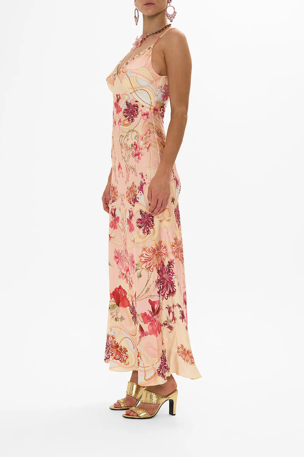 V NECK FULL LENGTH BIAS SLIP DRESS BLOSSOMS AND BRUSHSTROKES sold by Camilla product image thumbnail 4