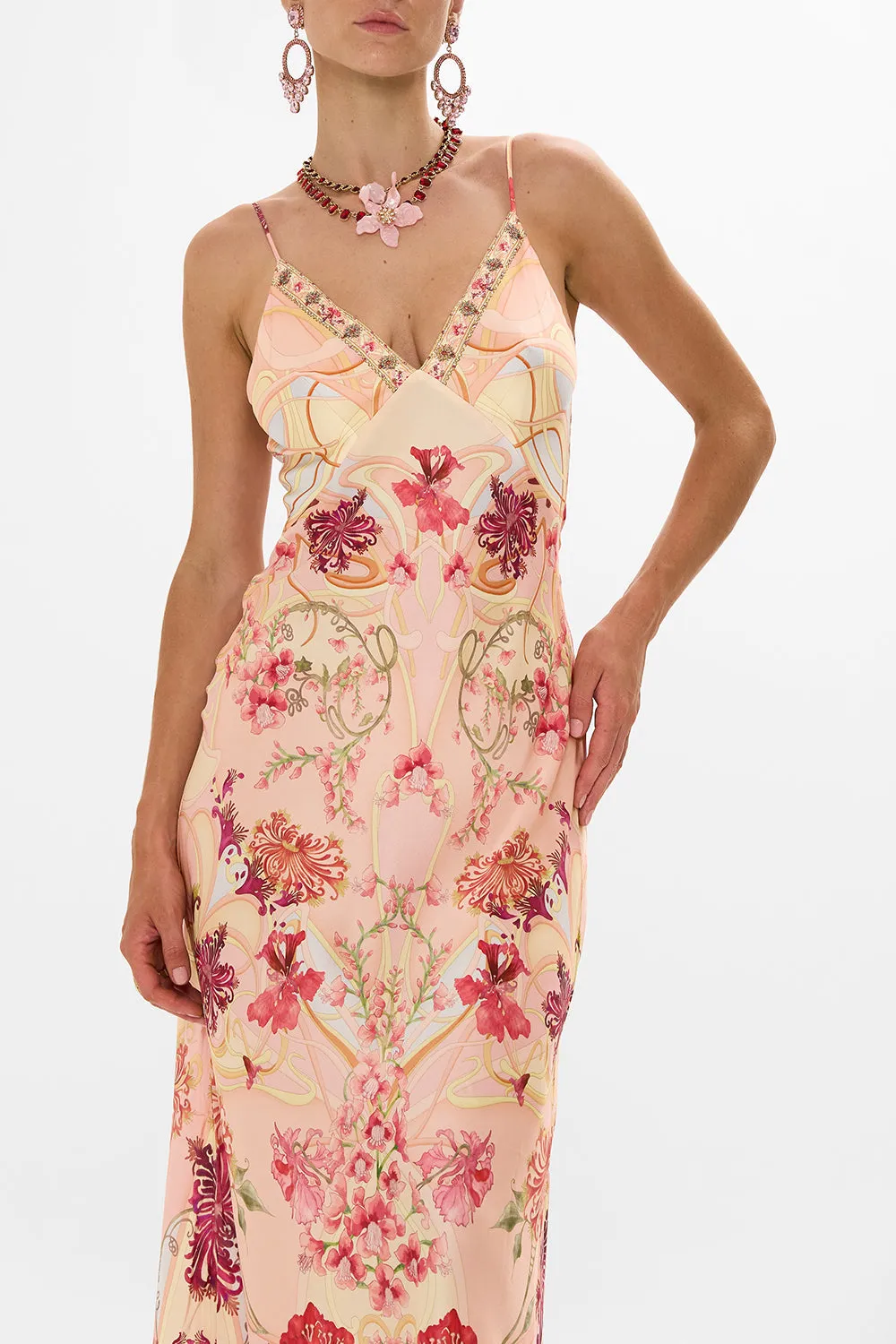 V NECK FULL LENGTH BIAS SLIP DRESS BLOSSOMS AND BRUSHSTROKES sold by Camilla product image thumbnail 5