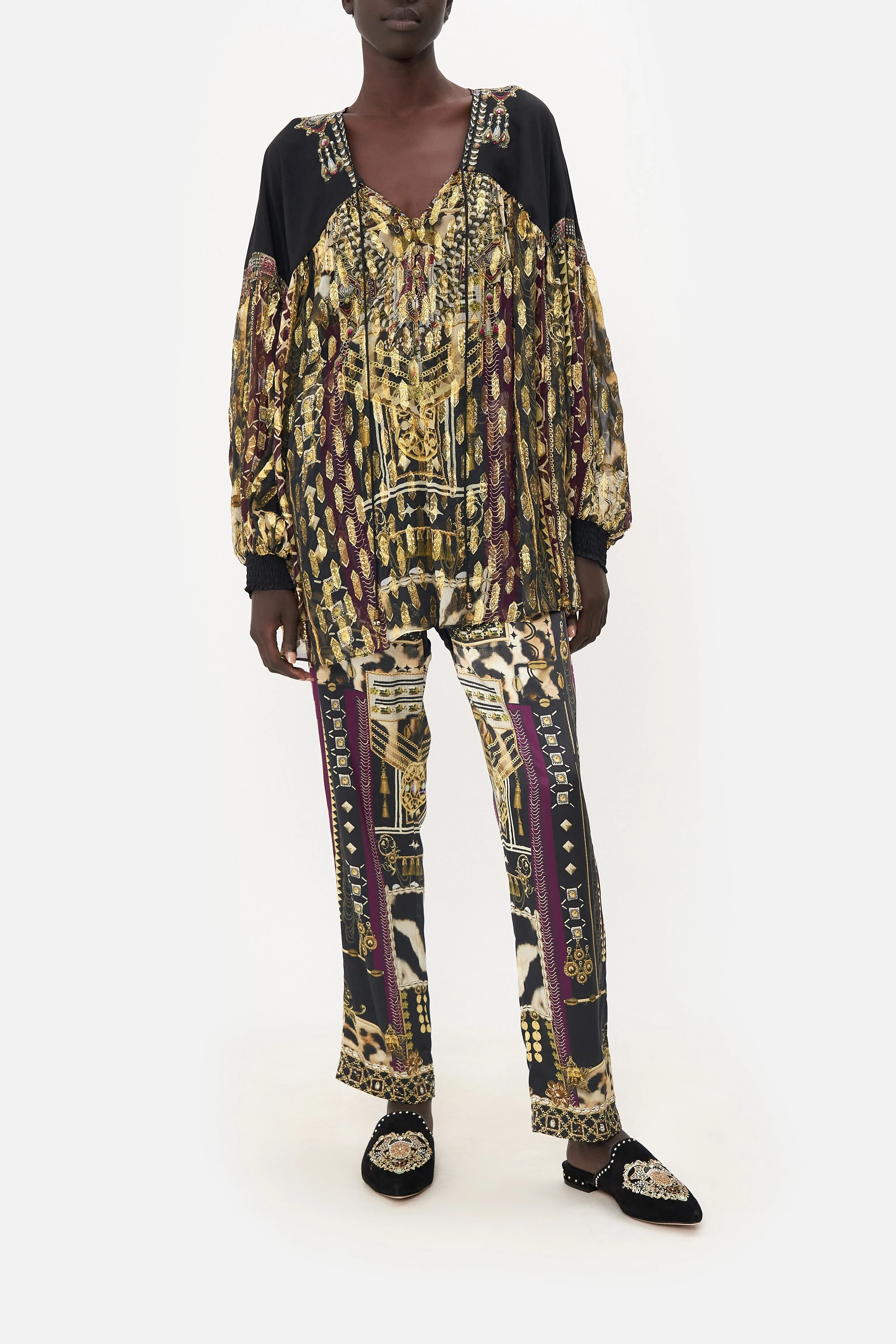 BLOUSON BLOUSE WITH NECK TIE DESERT DREAMS sold by Camilla