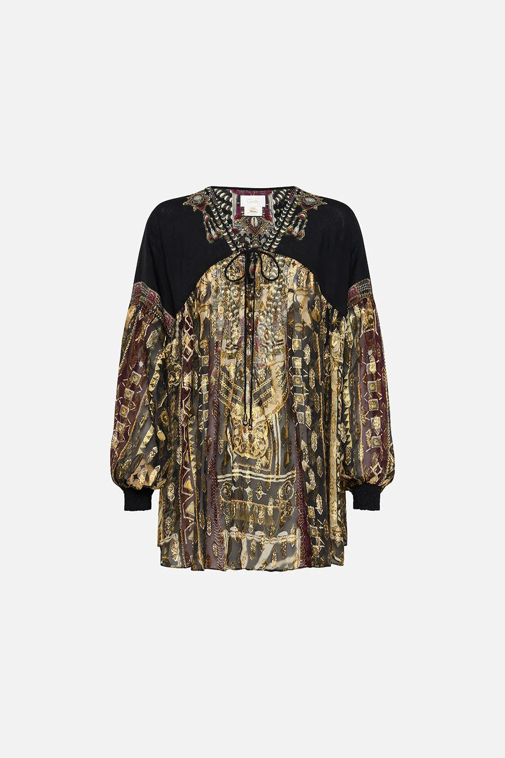 BLOUSON BLOUSE WITH NECK TIE DESERT DREAMS sold by Camilla product image thumbnail 3