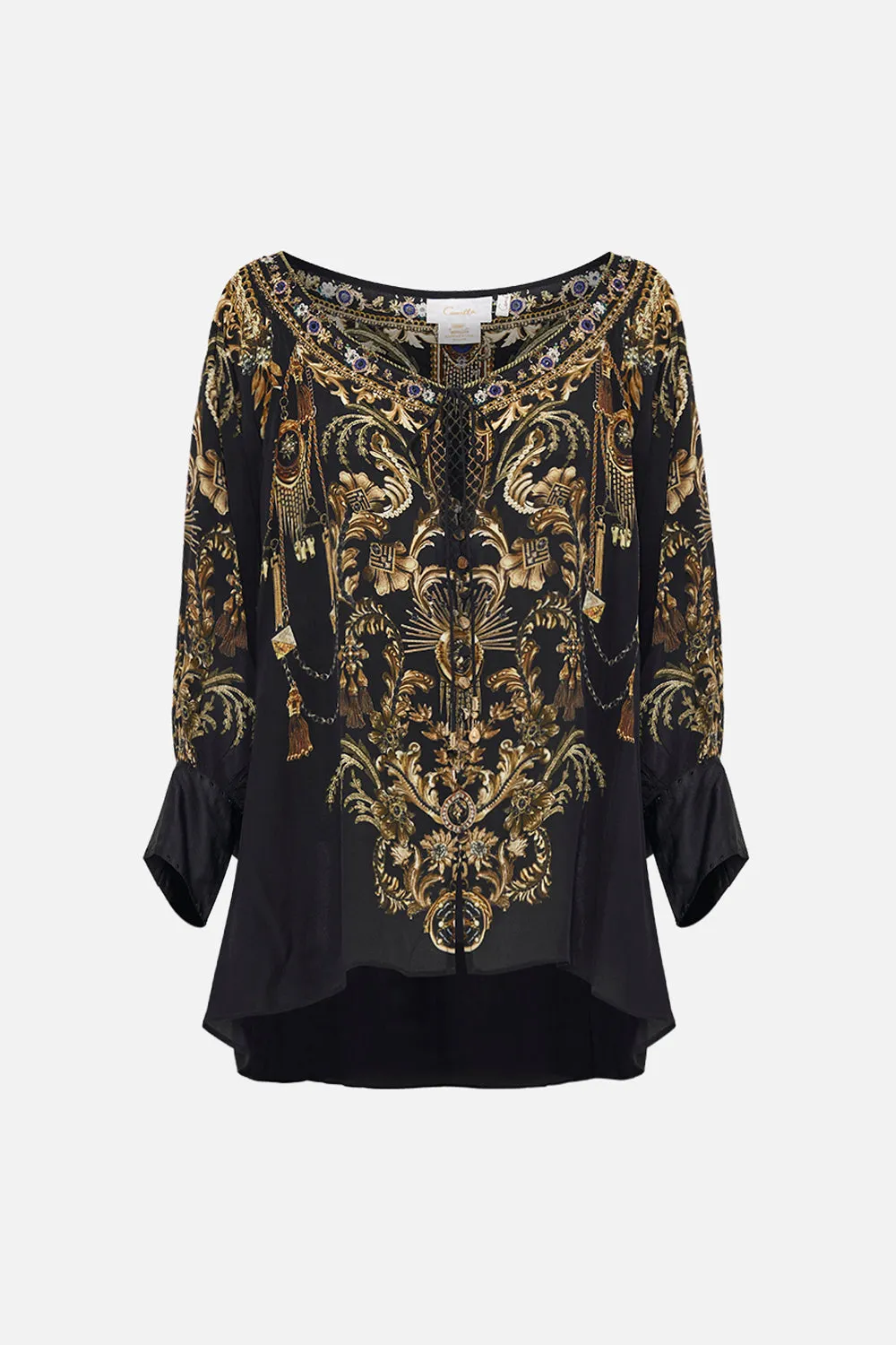 RAGLAN SLEEVE BUTTON UP TOP THE NIGHT IS NOIR sold by Camilla product image thumbnail 3