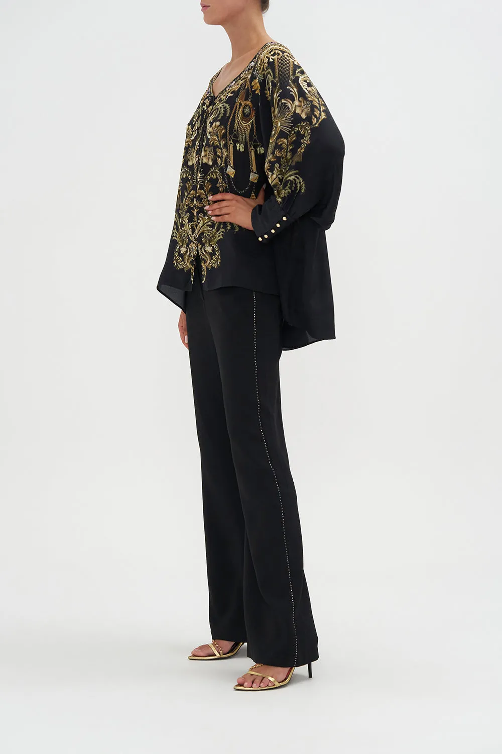 RAGLAN SLEEVE BUTTON UP TOP THE NIGHT IS NOIR sold by Camilla product image thumbnail 4