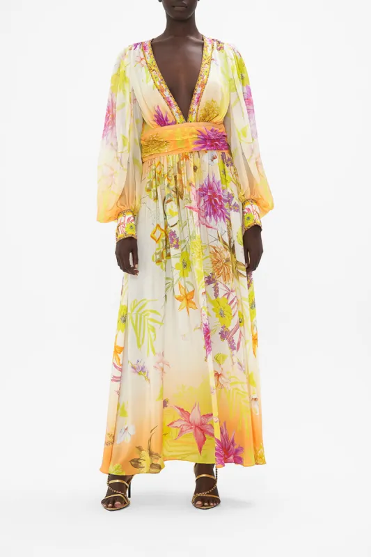 LONG DRESS WITH BLOUSON SLEEVE HOW DOES YOUR GARDEN GROW made by Camilla
