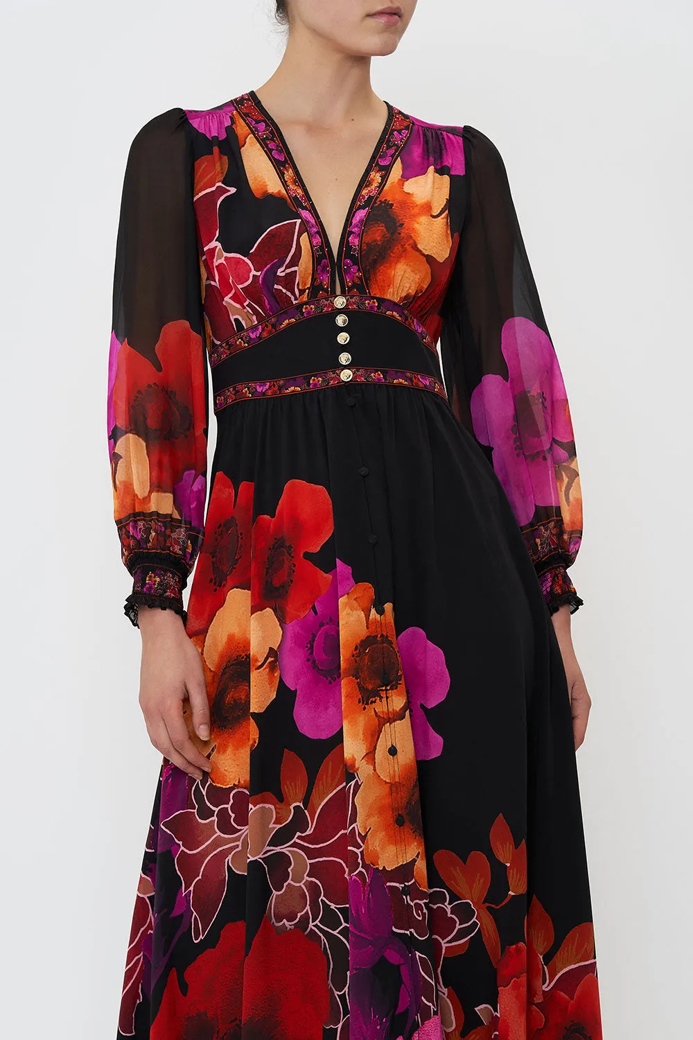 BUTTON DRESS WITH SHAPED WAISTBAND MIDNIGHT POPPY sold by Camilla product image thumbnail 5