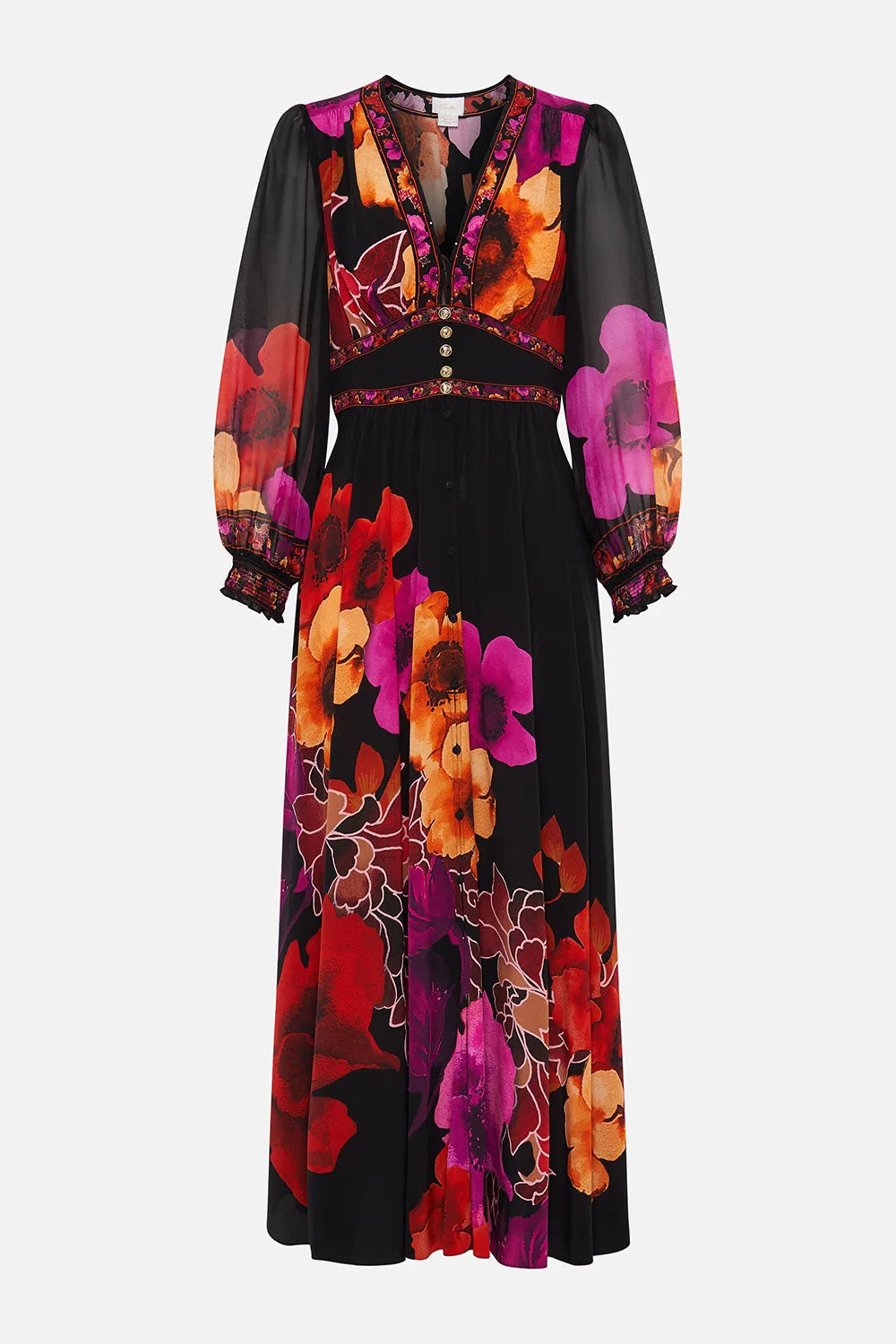 BUTTON DRESS WITH SHAPED WAISTBAND MIDNIGHT POPPY sold by Camilla product image thumbnail 3