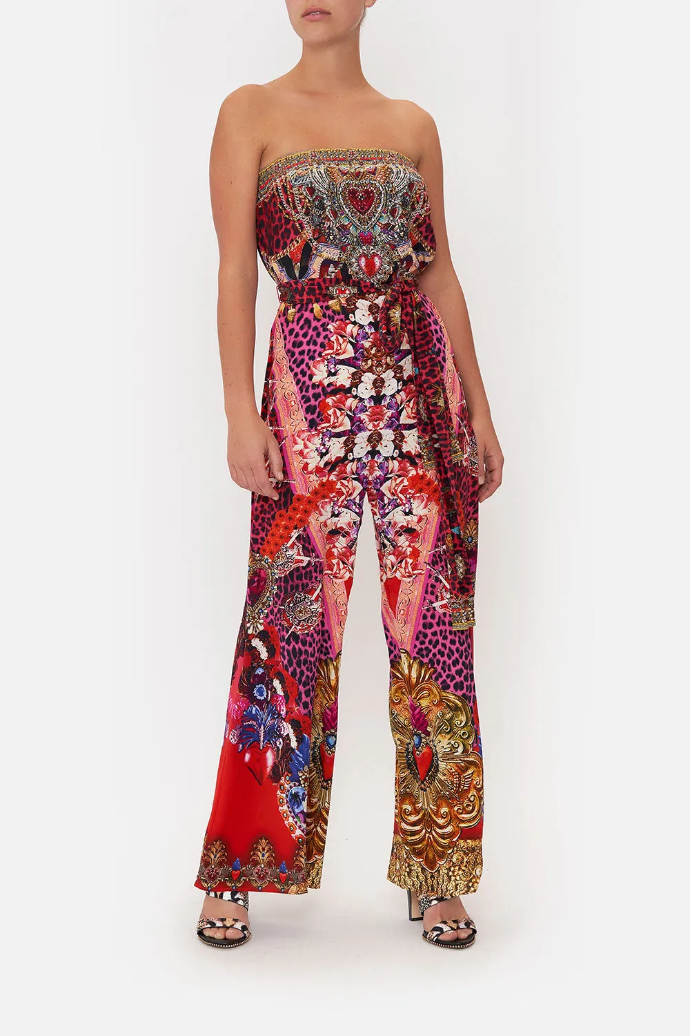 TIE WAIST STRAPLESS JUMPSUIT ARTESANIA MANIA sold by Camilla