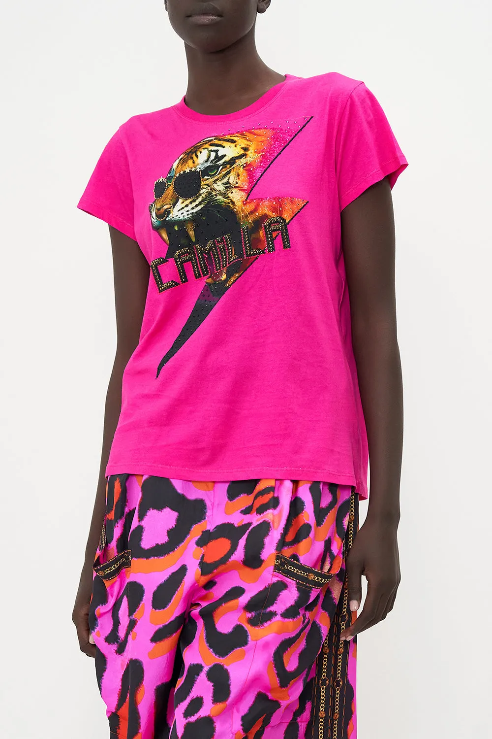 SLIM FIT ROUND NECK T-SHIRT ALWAYS CHANGE YOUR SPOTS sold by Camilla product image thumbnail 5