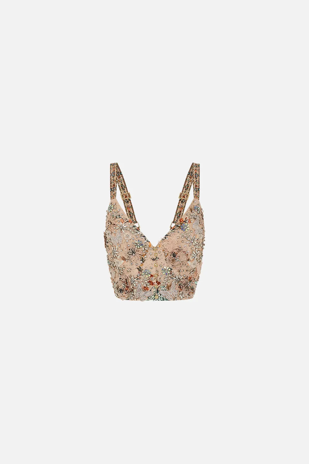 3D HAND EMBROIDERED SEAM DETAIL BRALETTE ROSE GARDEN REVOLUTION sold by Camilla product image thumbnail 3