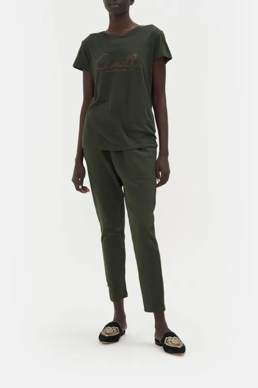 SLIM FIT ROUND NECK T-SHIRT PASSPORT TO PARADISE made by Camilla