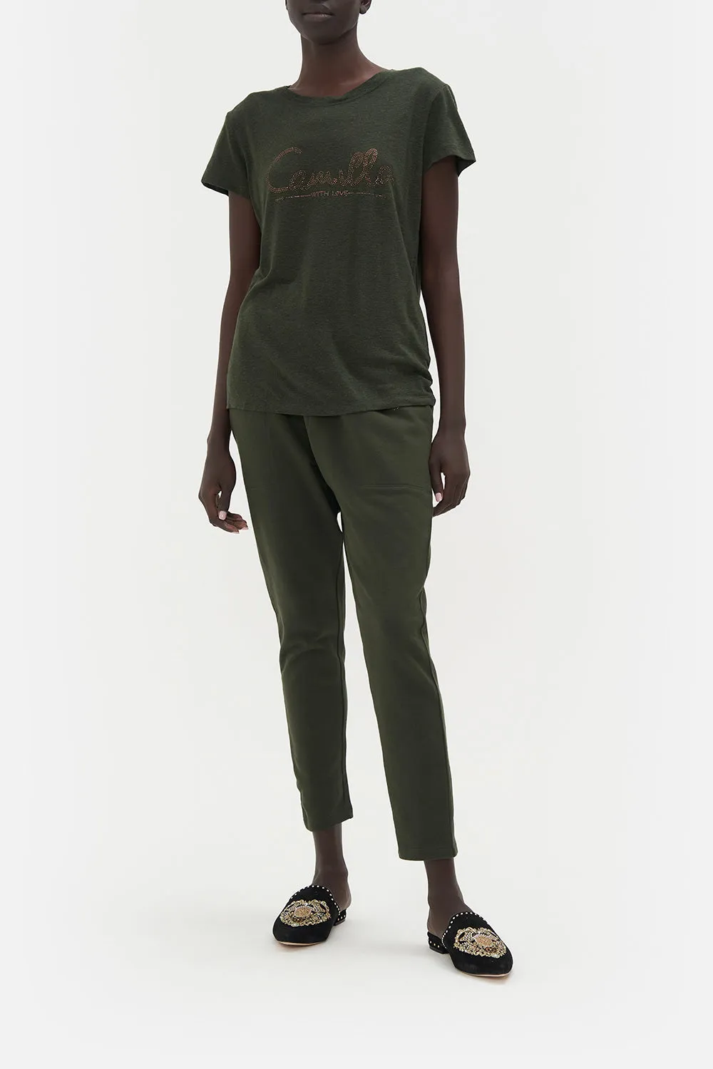 SLIM FIT ROUND NECK T-SHIRT PASSPORT TO PARADISE sold by Camilla