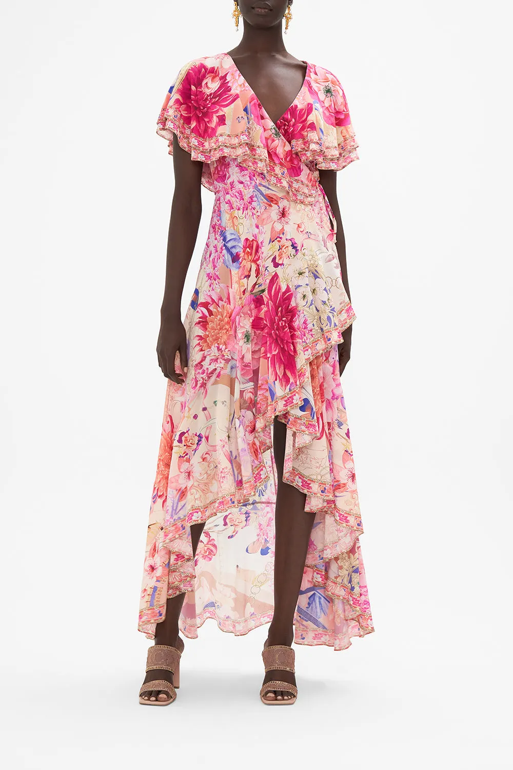 FRILL SLEEVE LONG DRESS ROSE BED RENDEZVOUS sold by Camilla