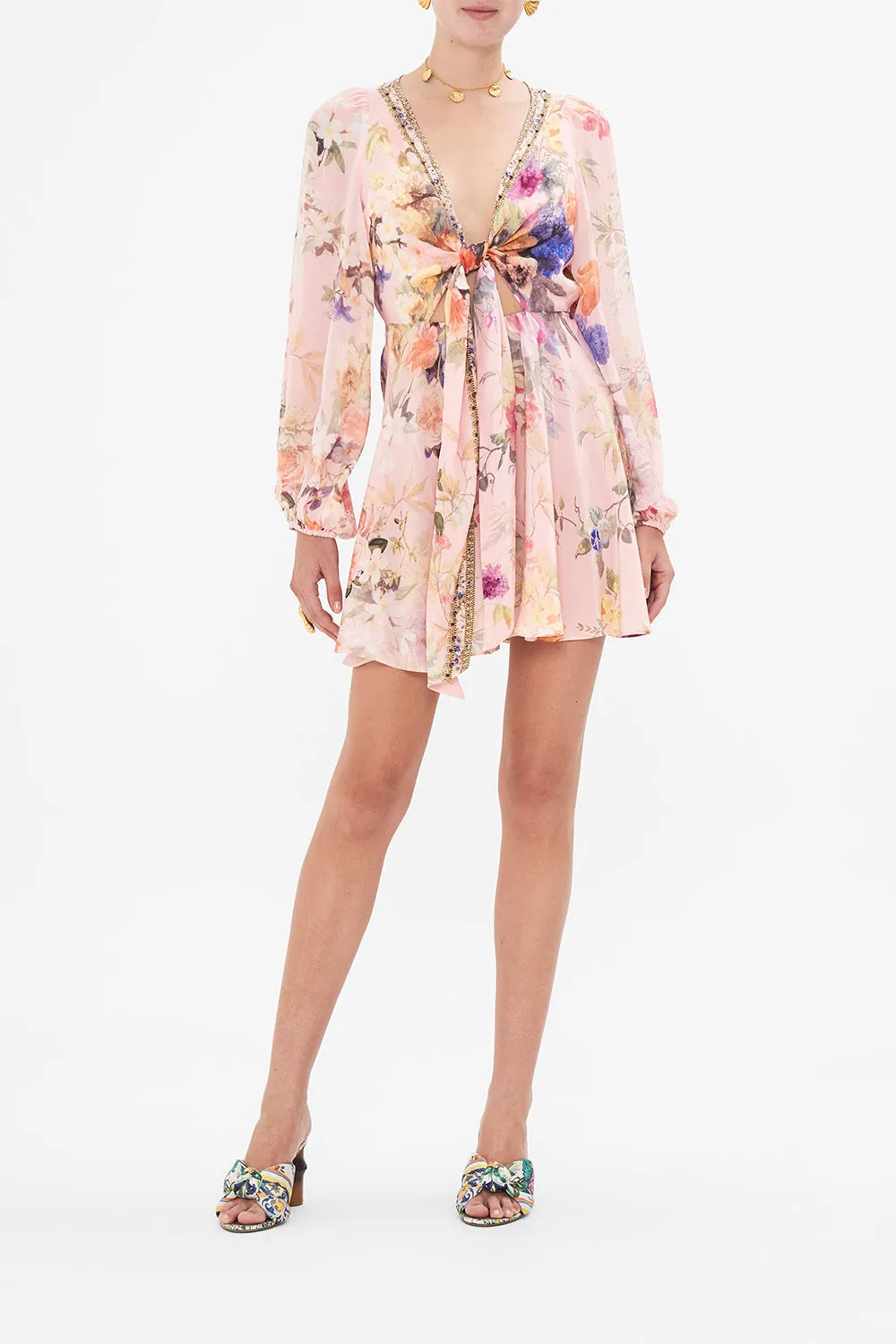 SHORT WRAP TIE DRESS LETTERS FROM THE PINK ROOM sold by Camilla