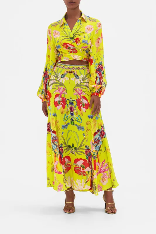 CROPPED WRAP SHIRT PEACOCK PROUD sold by Camilla