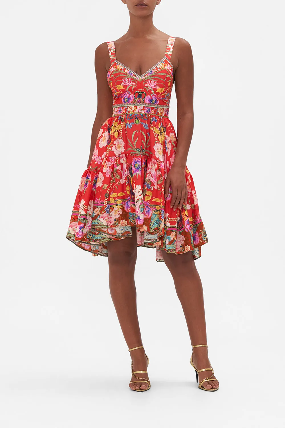 SHORT DRESS WITH FITTED BODICE RUFFLE SOME FEATHERS sold by Camilla