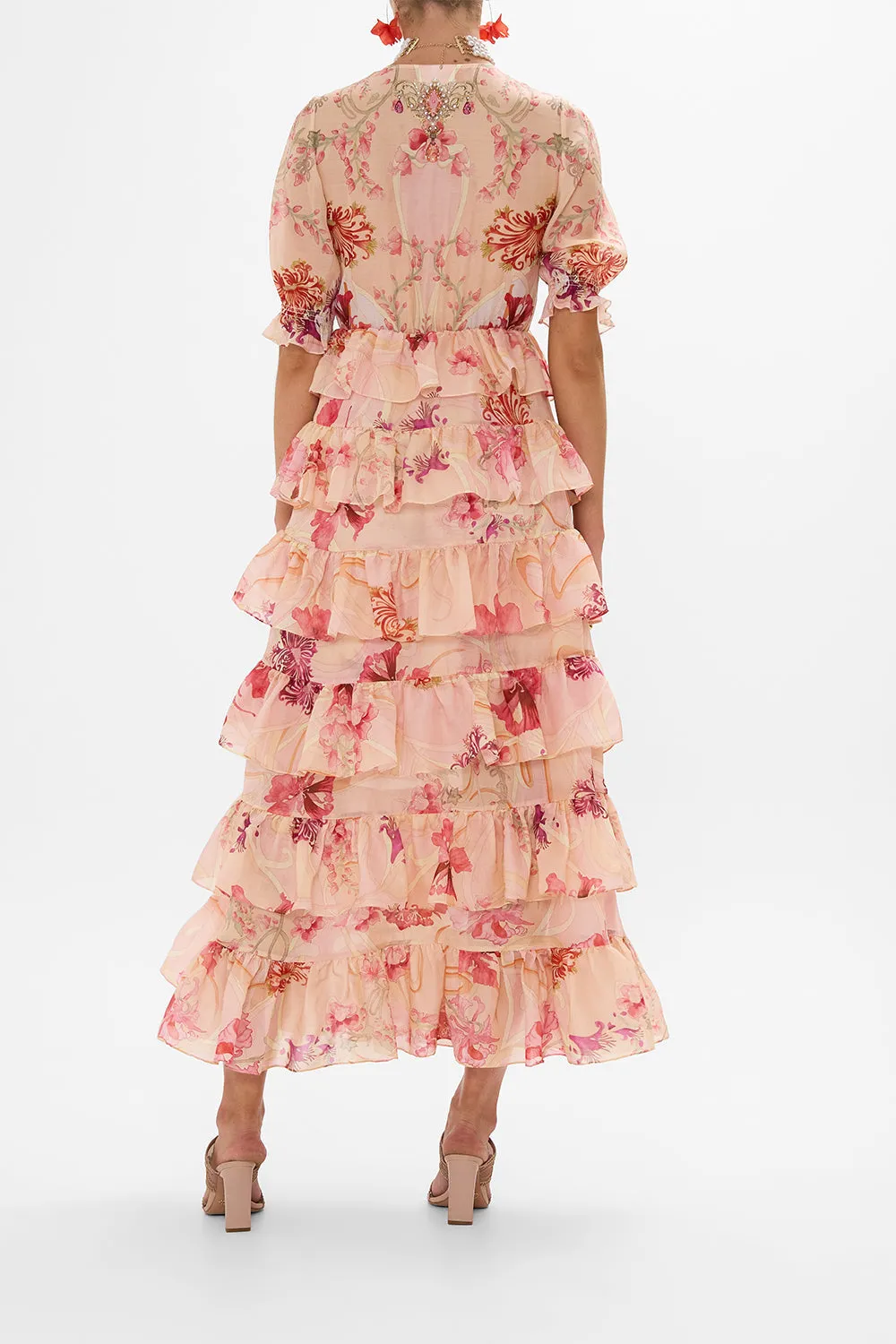 PUFF SLEEVE TIERED SKIRT LONG DRESS BLOSSOMS AND BRUSHSTROKES sold by Camilla product image thumbnail 2
