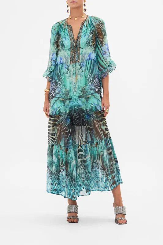 WIDE SLEEVE GATHERED DRESS AZURE ALLURE sold by Camilla