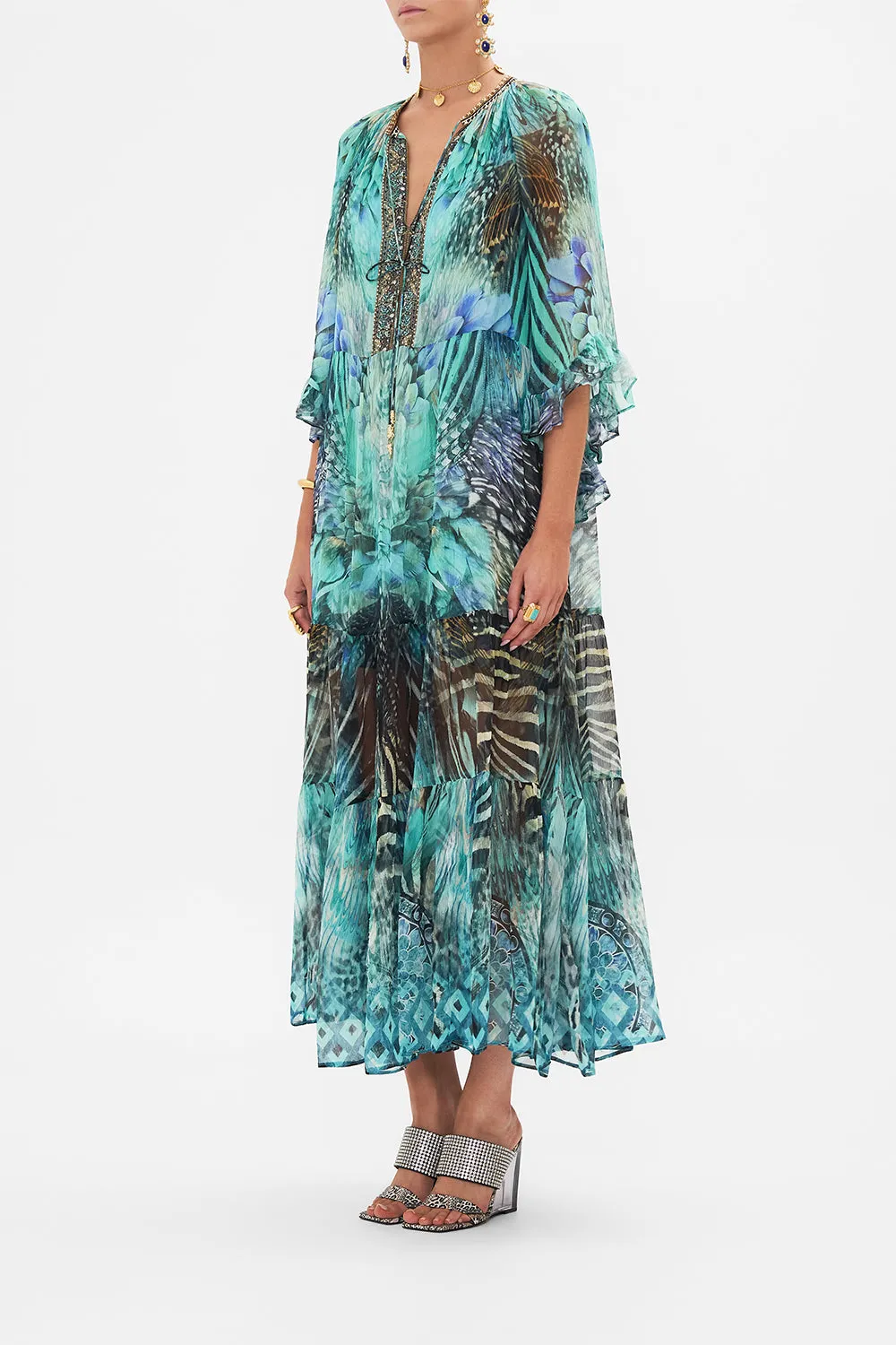 WIDE SLEEVE GATHERED DRESS AZURE ALLURE sold by Camilla product image thumbnail 4