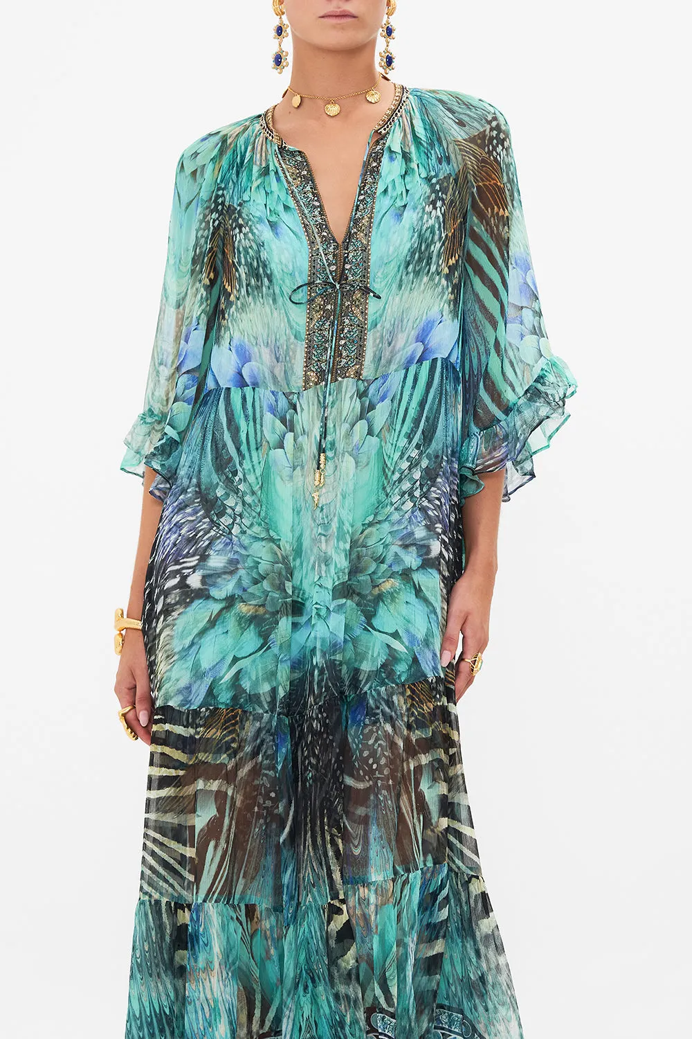 WIDE SLEEVE GATHERED DRESS AZURE ALLURE sold by Camilla product image thumbnail 5