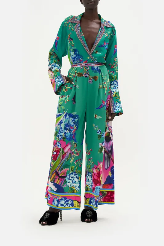 TUCK FRONT PANT RUN FROM PARADISE made by Camilla