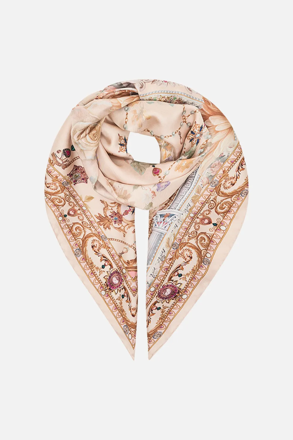 SILK SQUARE SCARF ADORNED IN ANTIQUITY sold by Camilla
