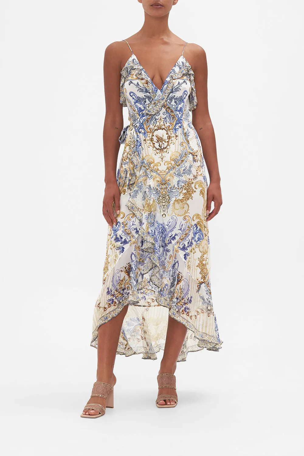 LONG WRAP DRESS WITH FRILL SOUL SEARCHING sold by Camilla