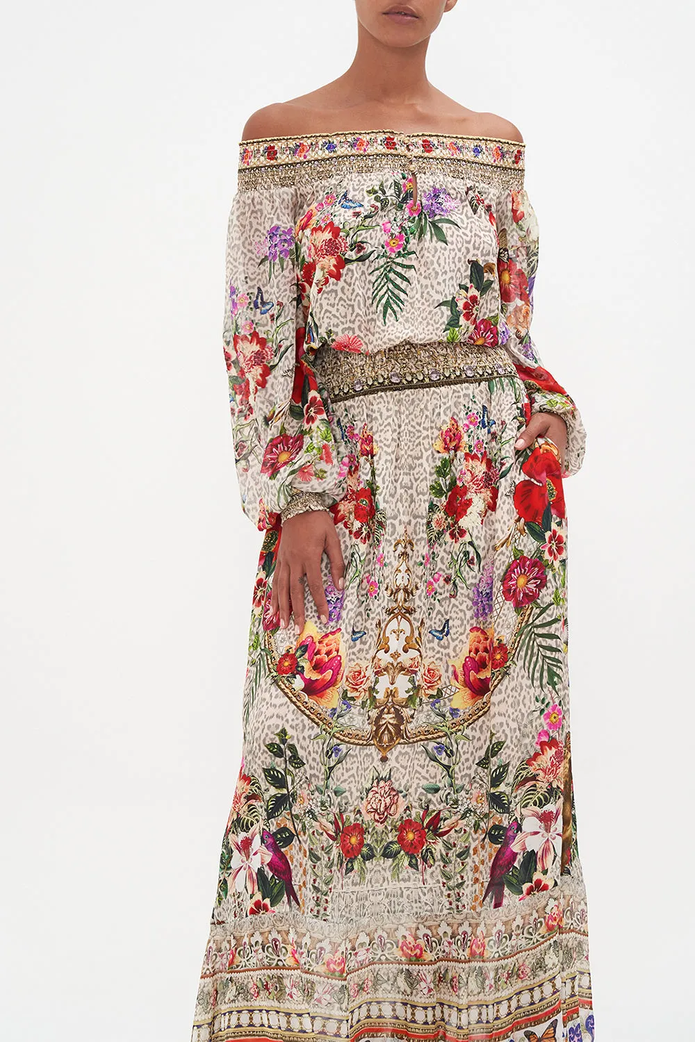 OFF SHOULDER SHIRRED DRESS LEOS BOUQUET sold by Camilla product image thumbnail 5