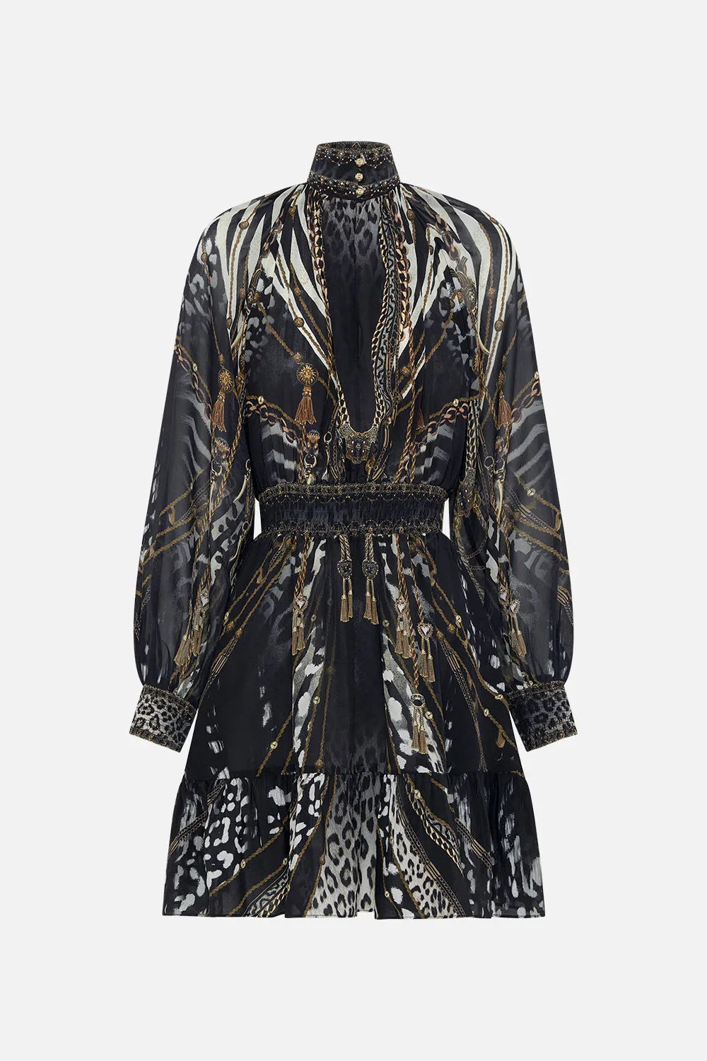 SHIRRED WAIST HIGH NECK MINI DRESS UNTAMED ROYALTY sold by Camilla product image thumbnail 3