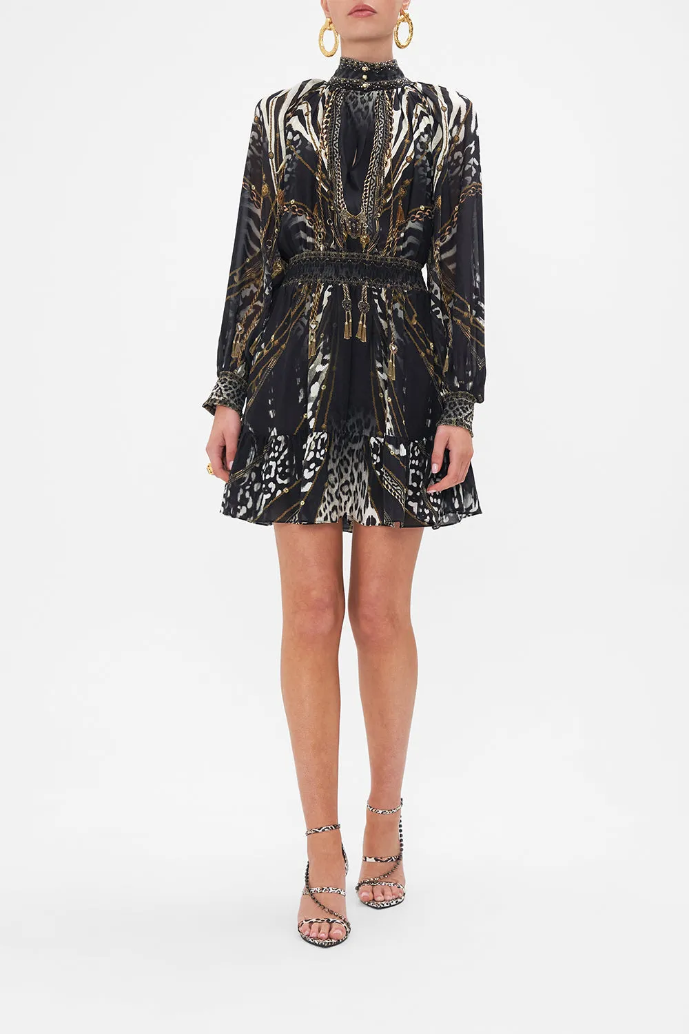 SHIRRED WAIST HIGH NECK MINI DRESS UNTAMED ROYALTY sold by Camilla product image thumbnail 4